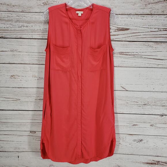 Gap Women's Coral Rayon Pockets Sleeveless Dress Size Medium - Picture 1 of 13